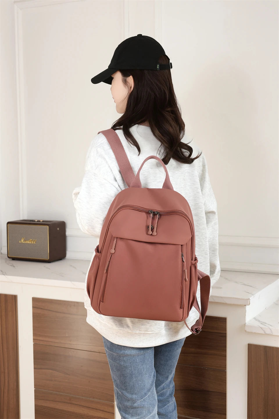 Casual Backpack Women Waterproof Nylon Back Pack Large Capacity Student Daypack Simple Schoolbag for Girls Ladies Travel Bags - Clikcy