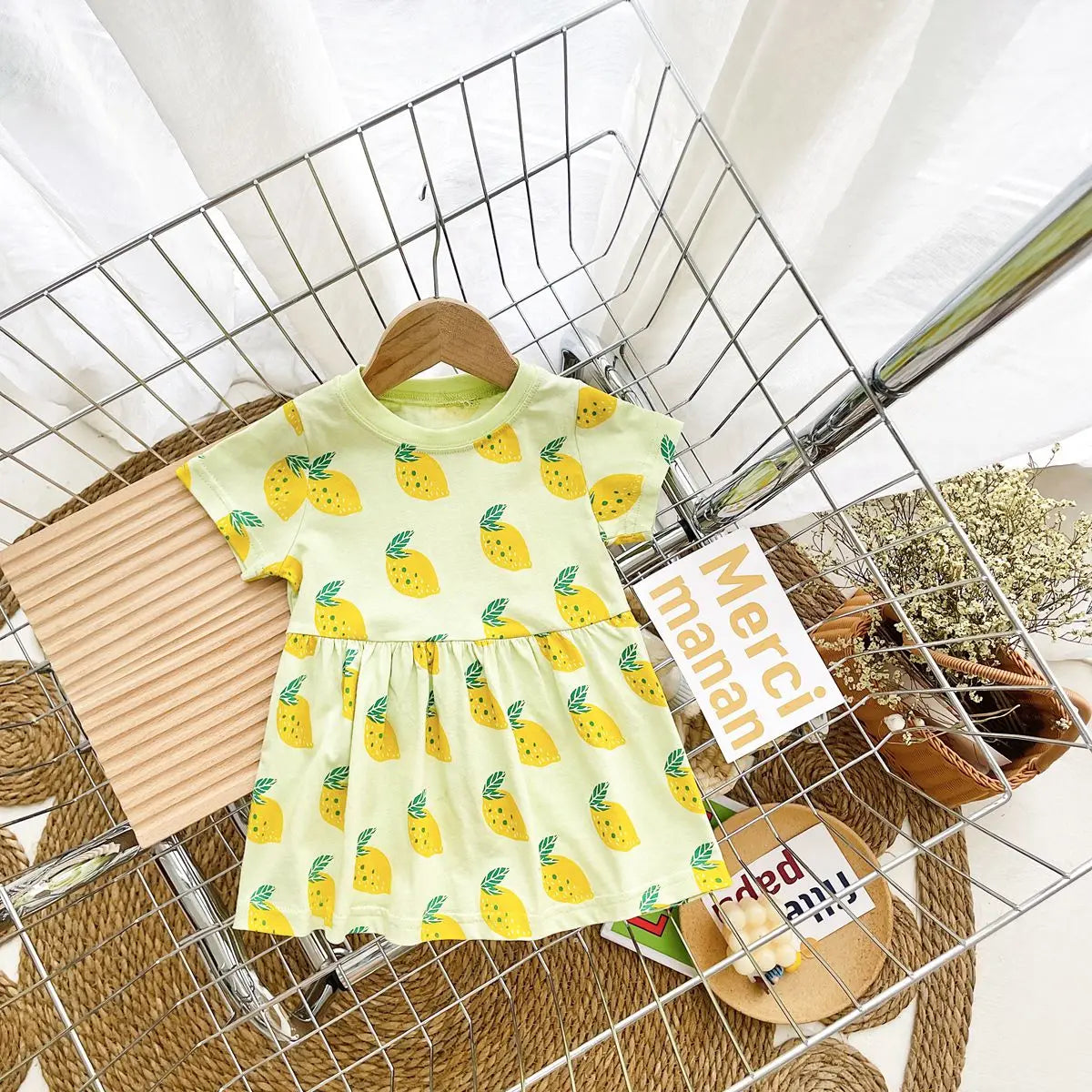 Sanlutoz Short Sleeve Summer Baby Dress Cute Pattern Casual Kids Girls Clothing Dress Cotton - Clikcy