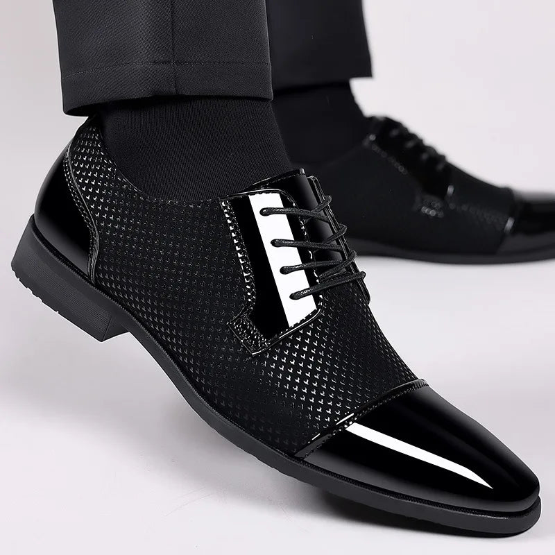Men Dress Shoes For Men Oxfords PU Leather Shoes Lace Up Formal Black Leather Wedding Party Shoes Casual Luxury Brand Men's 2023