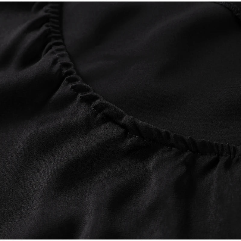 Sexy Satin Ribbon Party Dress Women Elegant Halter Backless Off Shoulder Sleeveless Female Dresses 2024 Summer Solid Robe Gown - Clikcy