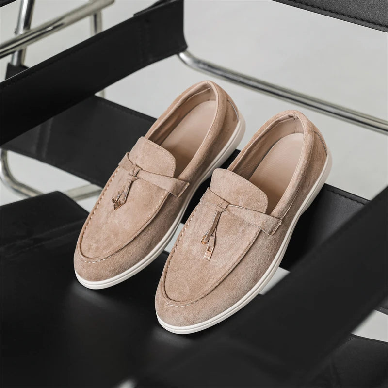 Summer Beige Moccasins For Men Comfortable Suede Casual Designer Men's Shoes Lightweight Slip-on Men Loafers zapatos para hombre - Clikcy