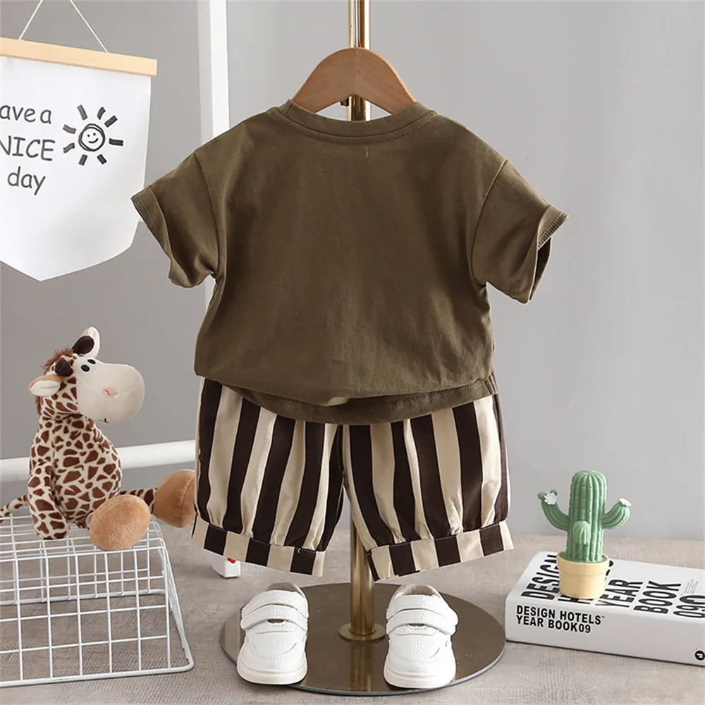 Summer Toddler Newborn Baby Boy Clothes Sets Casual T-shirt+Pants 2Pcs Kids Suits Infant 1st Birthday Sets Children Clothing - Clikcy