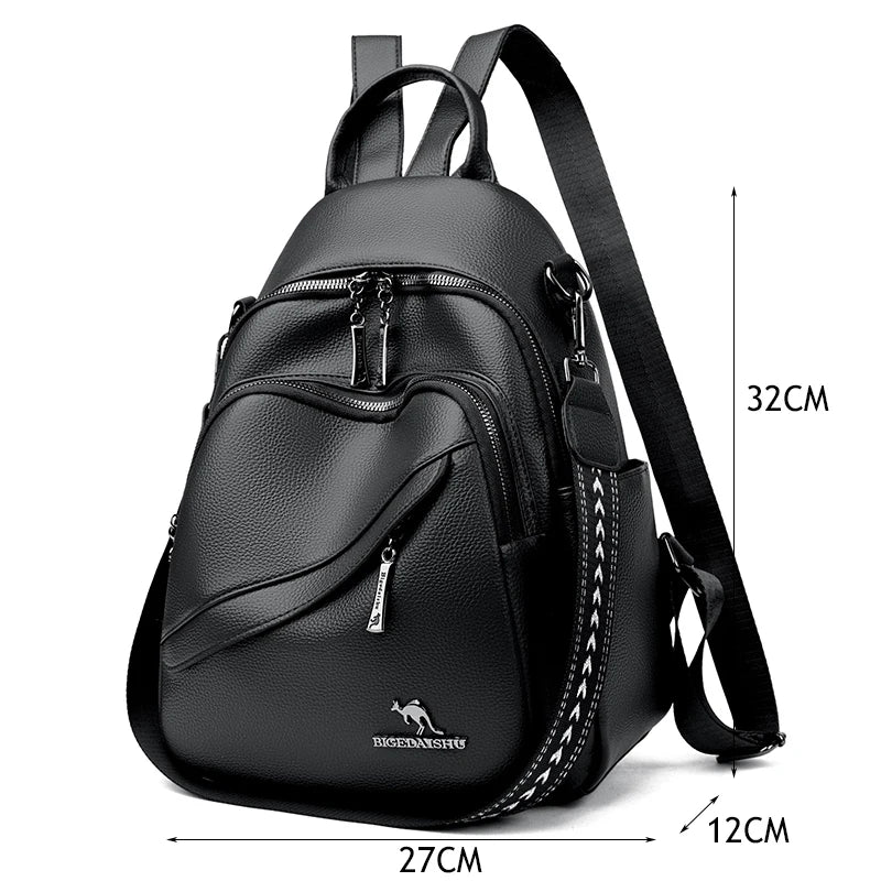 Fashion Backpacks Women Shoulder Bag Simple Rucksack Female Soft Leather Back Pack Ladies Travel Bag Large Capacity School Bags - Clikcy