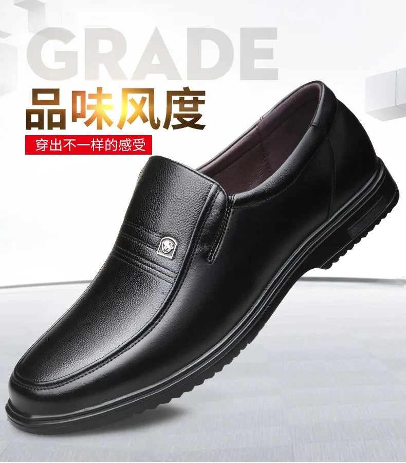 Leather Men Formal Shoes Luxury Brand 2025 Men's Loafers Dress Moccasins Breathable Slip on Black Driving Shoes Plus Size 37-46 - Clikcy