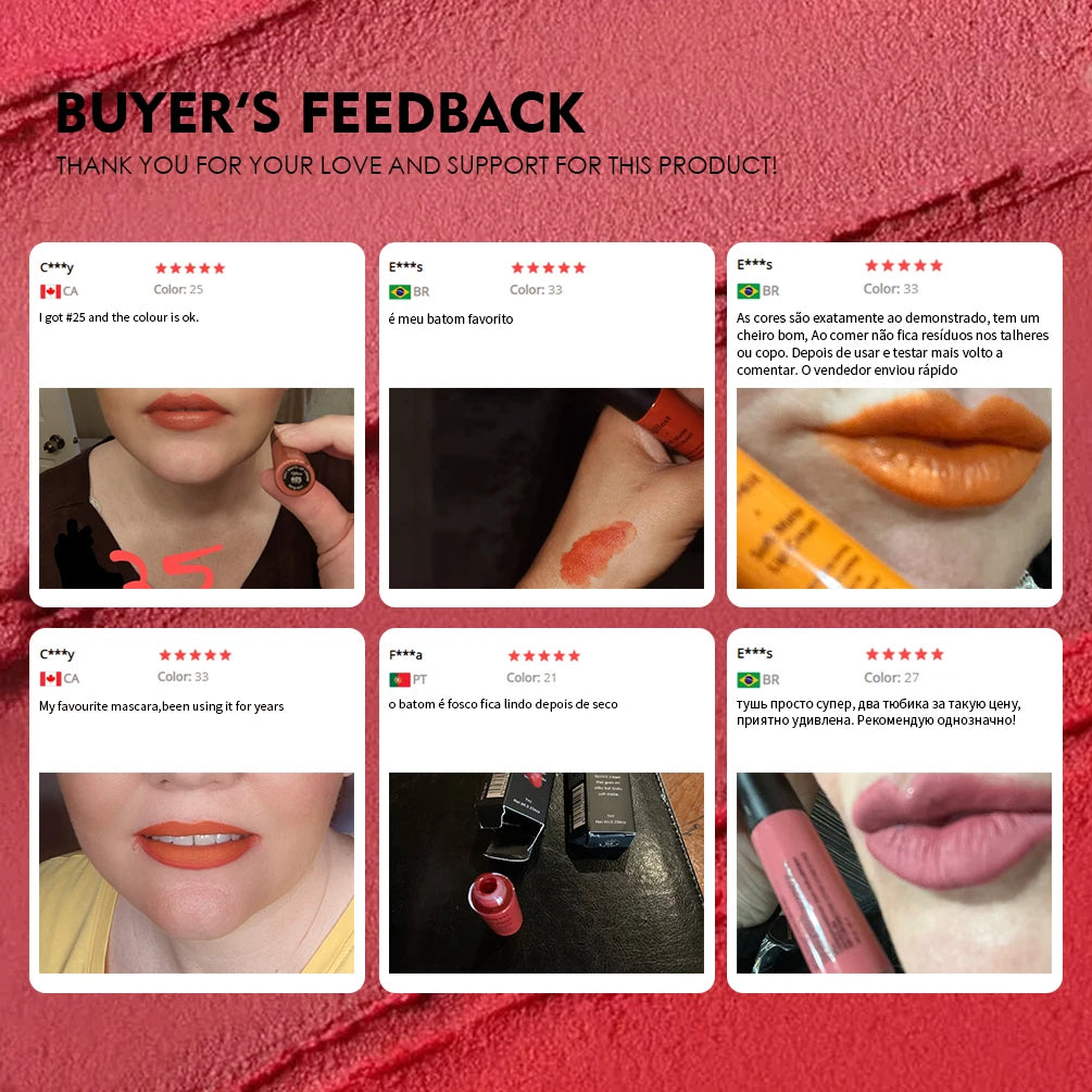 Matte Liquid Lipstick Waterproof Long Lasting Velvet Lip Gloss Tint Tube Matte Nude Pigment Red Black Makeup Cosmetics Lipsticks - Clikcy