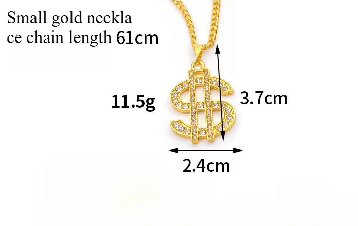 Men Gold Color Dollar Sign Necklaces,Hip Hop Money Dollar Pendant Collar Dollar Open Ring,Music Festival Party Gifts Jewelry - Clikcy