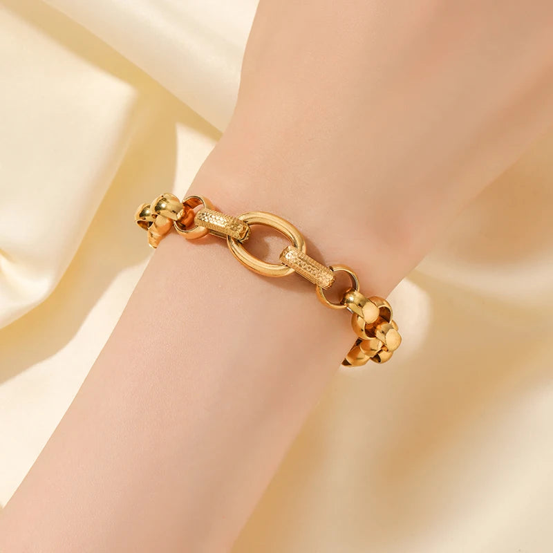 EILIECK 316L Stainless Steel Gold Color Bangles Bracelet For Women New Trendy Wrist Chain Waterproof Jewelry Gift Party Bijoux - Clikcy