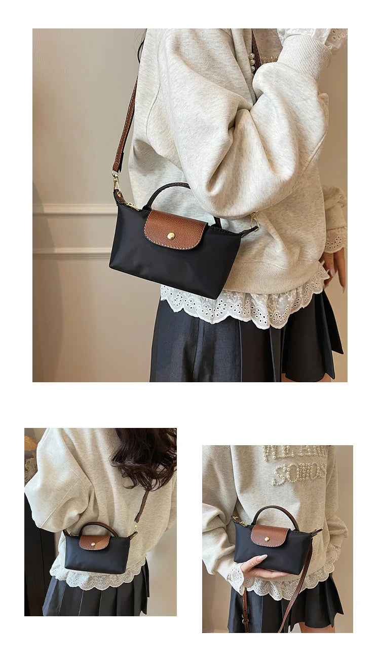 2025 summer lightweight shoulder crossbody bag, fashionable women's bag, plaid canvas, personalized and versatile dumpling bag - Clikcy