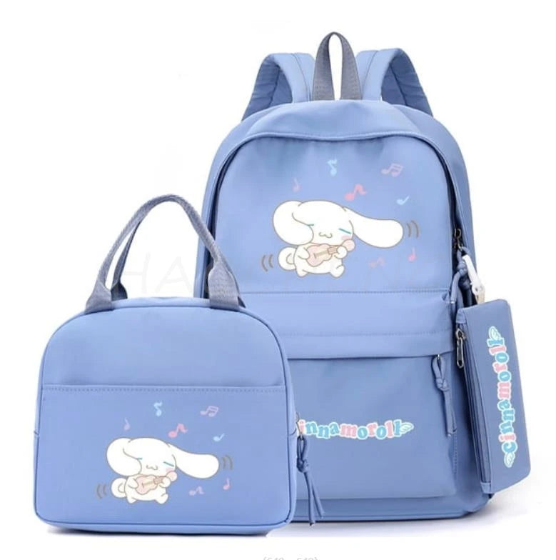 3Pcs/set Cinnamoroll Backpack Teen Girl Student Back To School Schoolbag Lass Anime Lunch Bag Pencil Case Women Leisure Rucksack - Clikcy