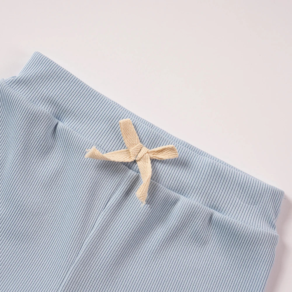 Summer Toddler Girl Ruffle Sleeve 2pcs Set Sleeveless T-shrits Top and Shorts Outfit for Kids Girls Solid Suit Clothing - Clikcy