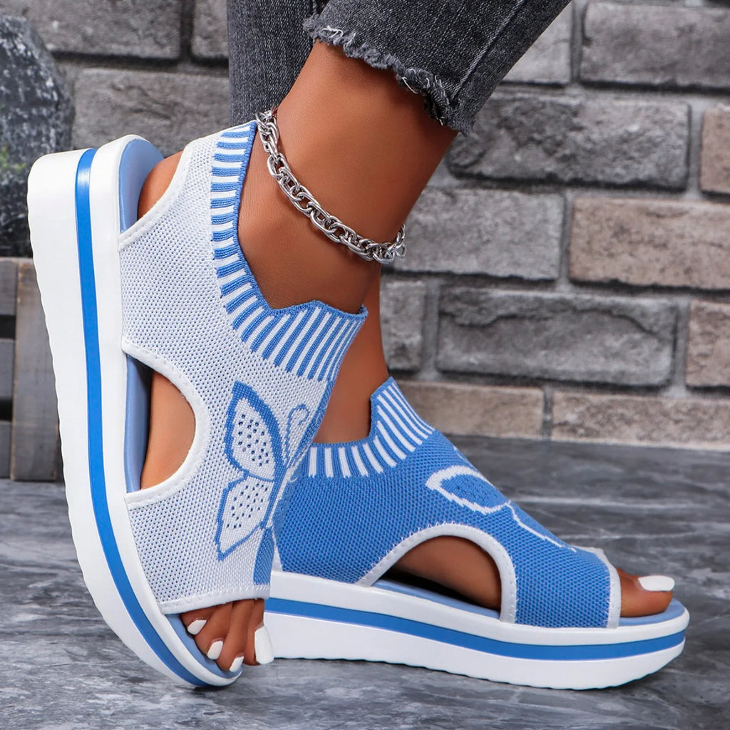Women Flat Sandals Mesh Fish Mouth Casual Low Heels New Summer Slides Women Platform Shoes Sports Wedges Beach Comfort Sandals