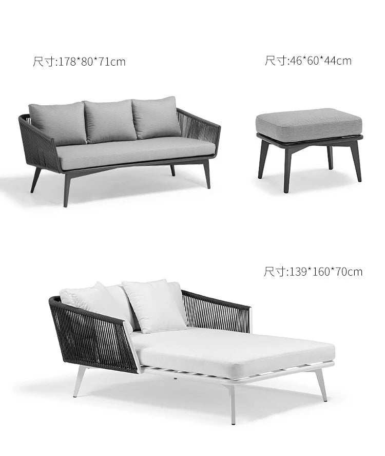 Modern Outdoor Rattan Garden Set, Aluminum Furniture - Clikcy