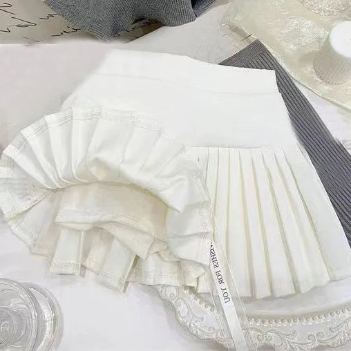 Summer Ins Baby Girls 2PCS Clothes Set Knitted Thin Sleeveless Polo Tank Top Pleated Solid Skirts Suit Kids Girls Outfits - Clikcy