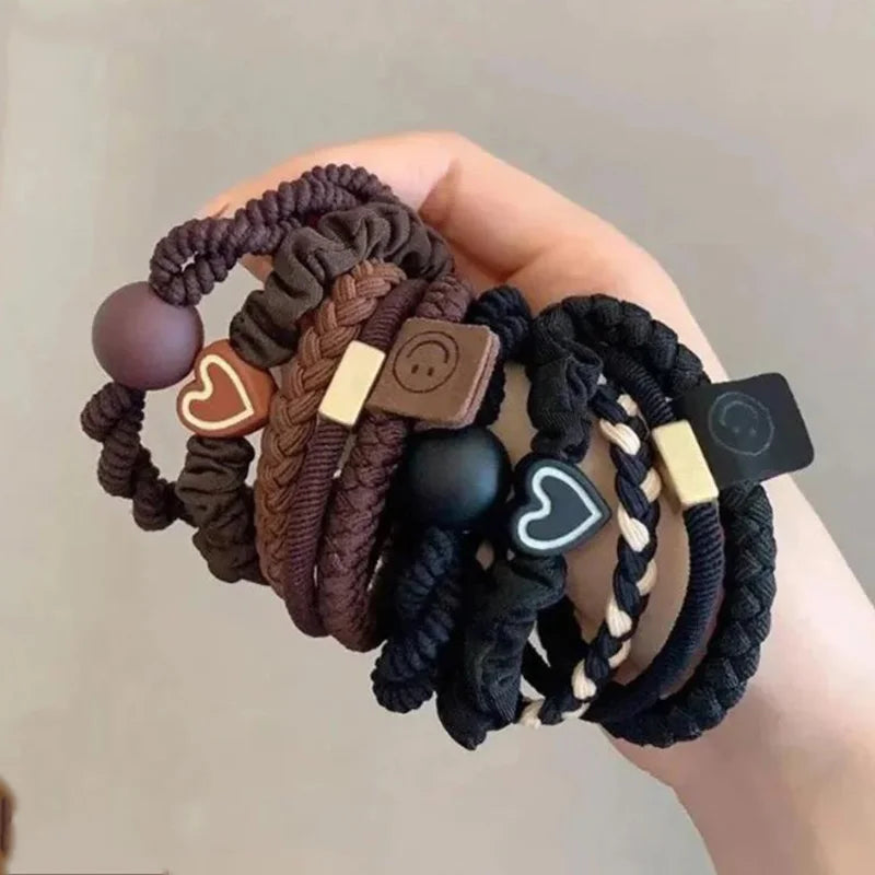 10PCS Women's Hair Ring Set Hair Accessories High Elasticity Leather Band Simple Temperament High Ponytail Durability New Style - Clikcy