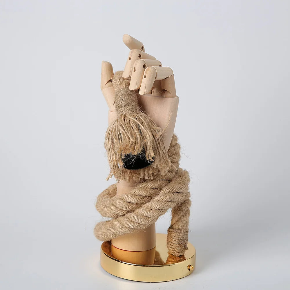 Vintage Decorative Robotic Wall Lamp with Wooden Hemp Rope E27 Lamp Head Suitable for Living Room, Bedroom, Aisle Wall Lamps - Clikcy