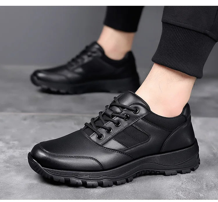 New Platform Cow Leather Casual Sneakers for Men Designer Autumn Winter Cotton Black Outdoor Men's Sports Shoes Zapatos Hombre - Clikcy