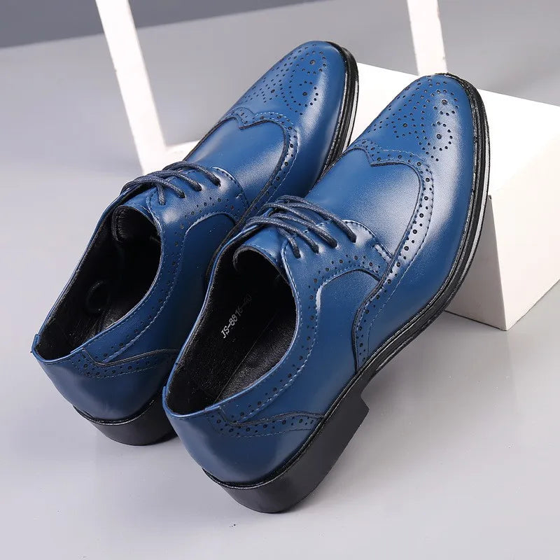 Men's Classic Retro Brogue Shoes Mens Lace-Up Business Leather Shoes Dress Office Flats Men Wedding Party Oxfords Work Footwear