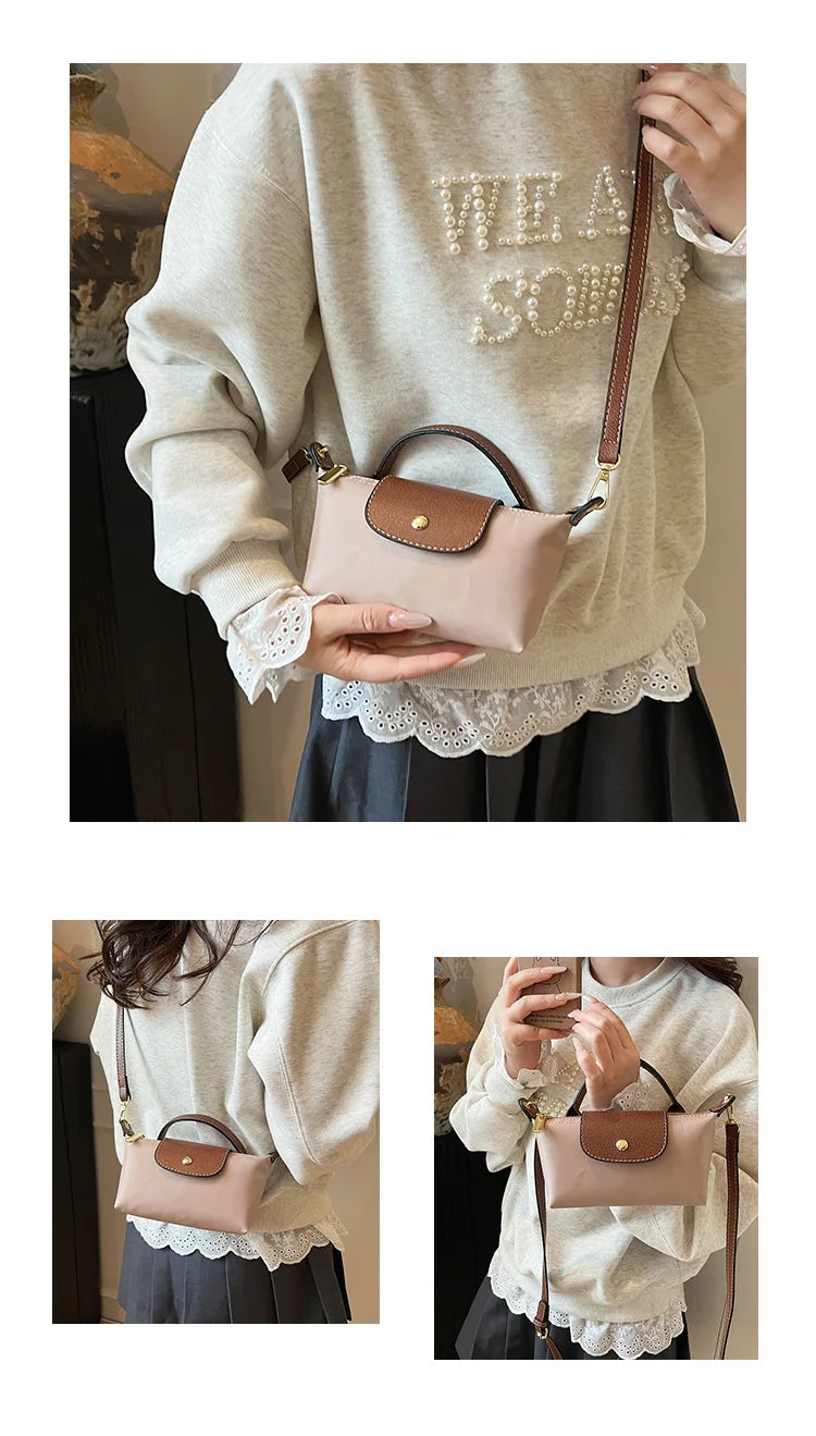 2025 summer lightweight shoulder crossbody bag, fashionable women's bag, plaid canvas, personalized and versatile dumpling bag - Clikcy