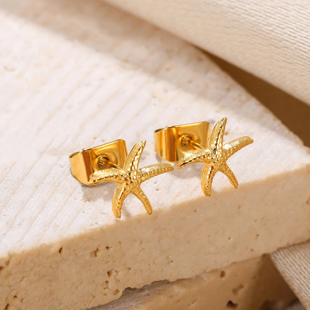 Little Star Fish Stud Earrings For Women Children Minimal Starfish Earings Fashion Summer Beach Jewelry Gift Accessories - Clikcy