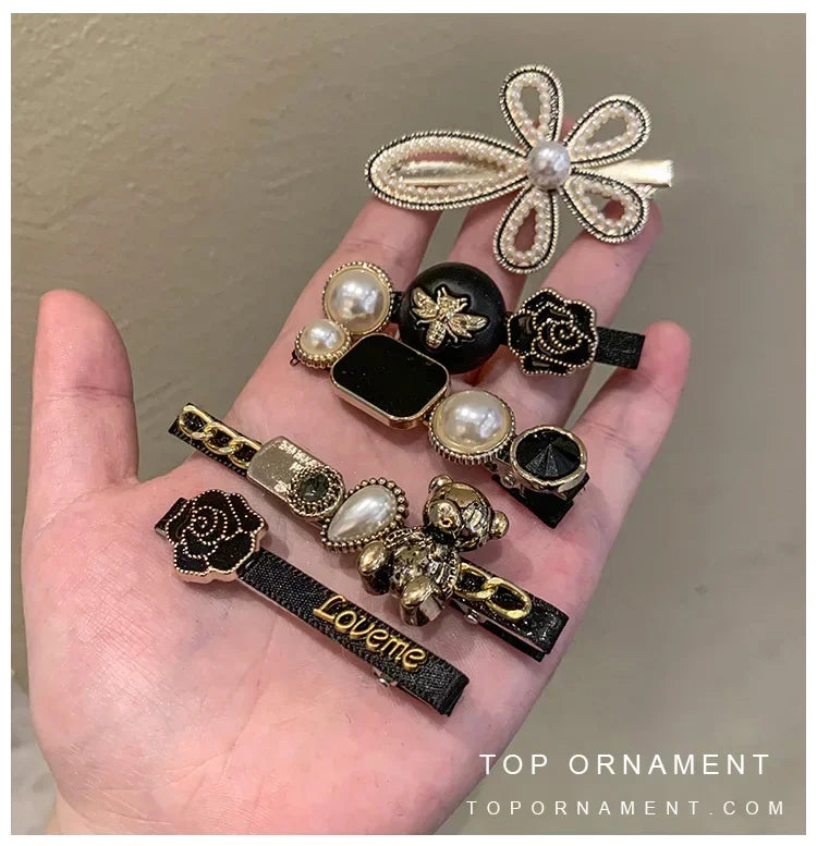 5pcs Women's Hairpin Side Hair Clip Set Designer Pearl Headwear Bangs Hairpin Headpiece Hair Accessories Hairwear Duckbill Clip - Clikcy