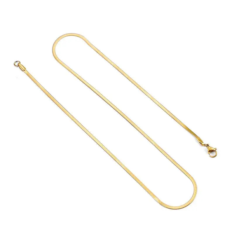 Stainless Steel Flat Necklace Waterproof Filmy Snake Chain For Men Women Various Length Choker Clavicle Necklace Jewelry Gift - Clikcy