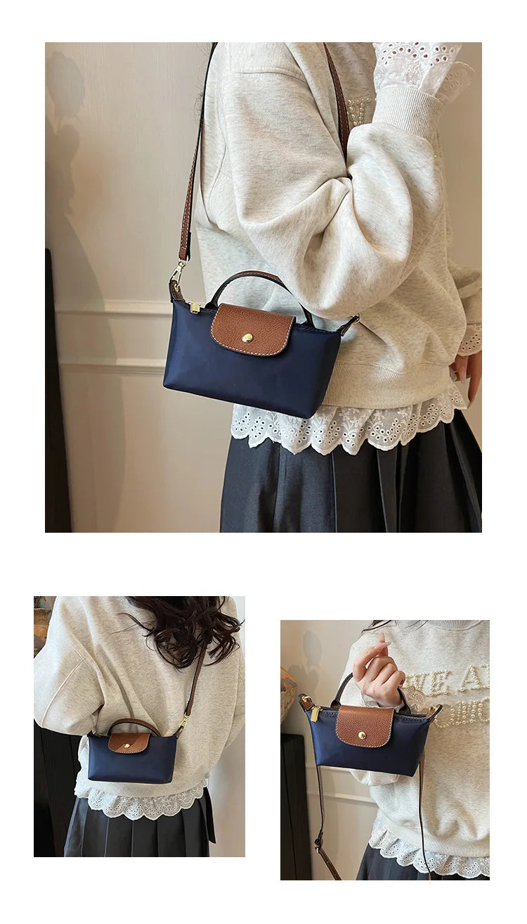 2025 summer lightweight shoulder crossbody bag, fashionable women's bag, plaid canvas, personalized and versatile dumpling bag - Clikcy