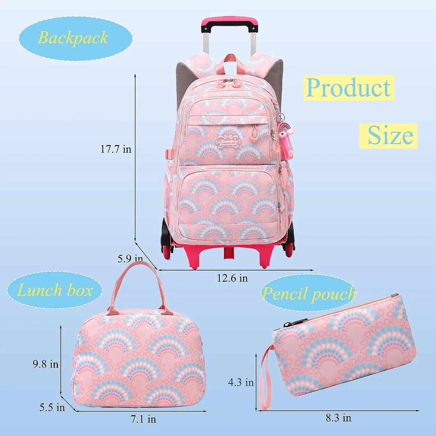 Rolling School Bags for Girls Backpack Children Waterproof School Backpacks with Wheels Middle School Trolley Luggage Back Pack - Clikcy