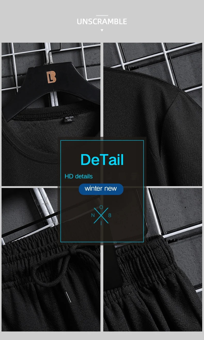 Spring/Summer Set Two Piece Slim Fit Short Sleeve Long Pants Set Casual Fashion Minimalist Sports Set - Clikcy