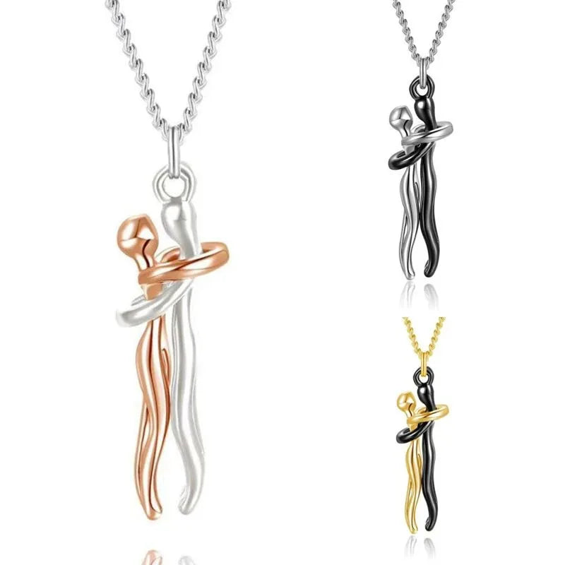 Fashion Hugging Necklace Jewelry Choker Hug Pendant Chain Men Necklaces For Lover Women Couple Men Lady Female Male Gift - Clikcy