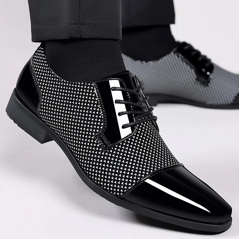 Men Dress Shoes For Men Oxfords PU Leather Shoes Lace Up Formal Black Leather Wedding Party Shoes Casual Luxury Brand Men's 2023