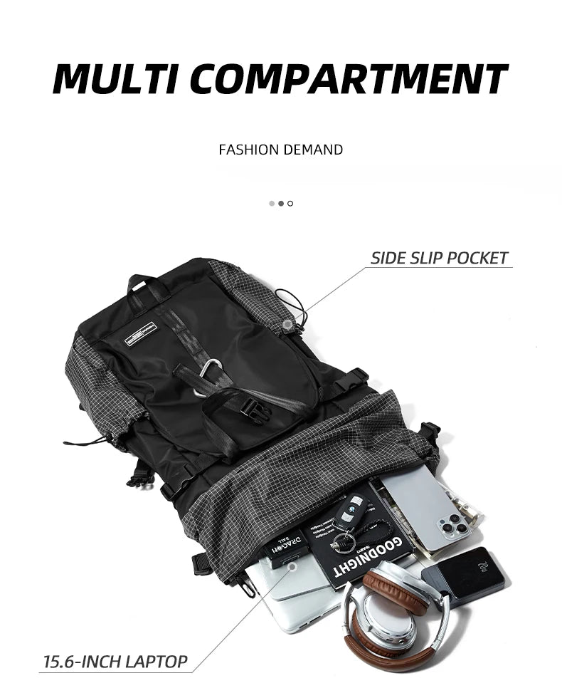 Men's Backpack Roll Top Travel Expandable Large Capacity Backpack Waterproof Outdoor Motorcycle Riding Hike Sports Bags - Clikcy