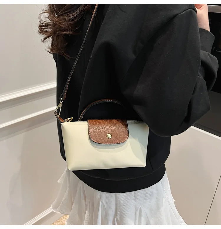 2025 summer lightweight shoulder crossbody bag, fashionable women's bag, plaid canvas, personalized and versatile dumpling bag - Clikcy