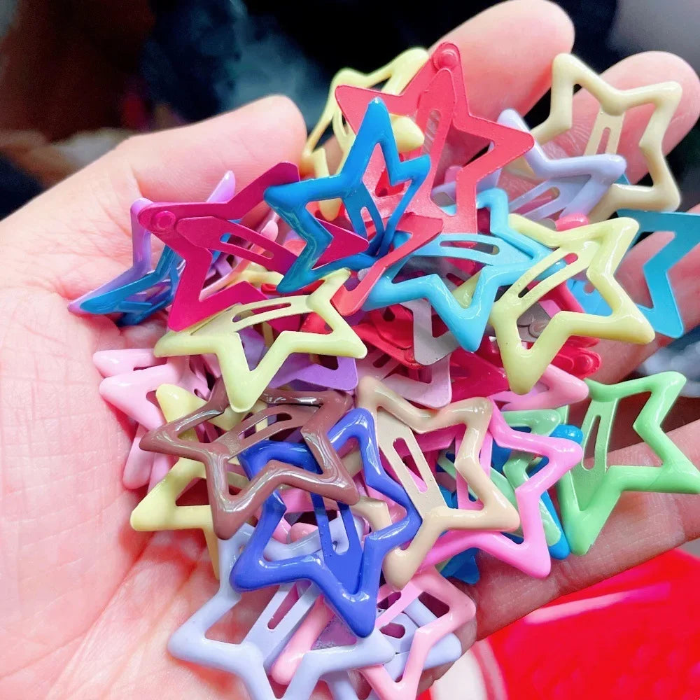 10pcs Colorful Star BB Hair Clips Girls Y2K Cute Star Barrettes Women Simple Metal Snap Clip Headdress Hair Jewelry Accessories - Clikcy