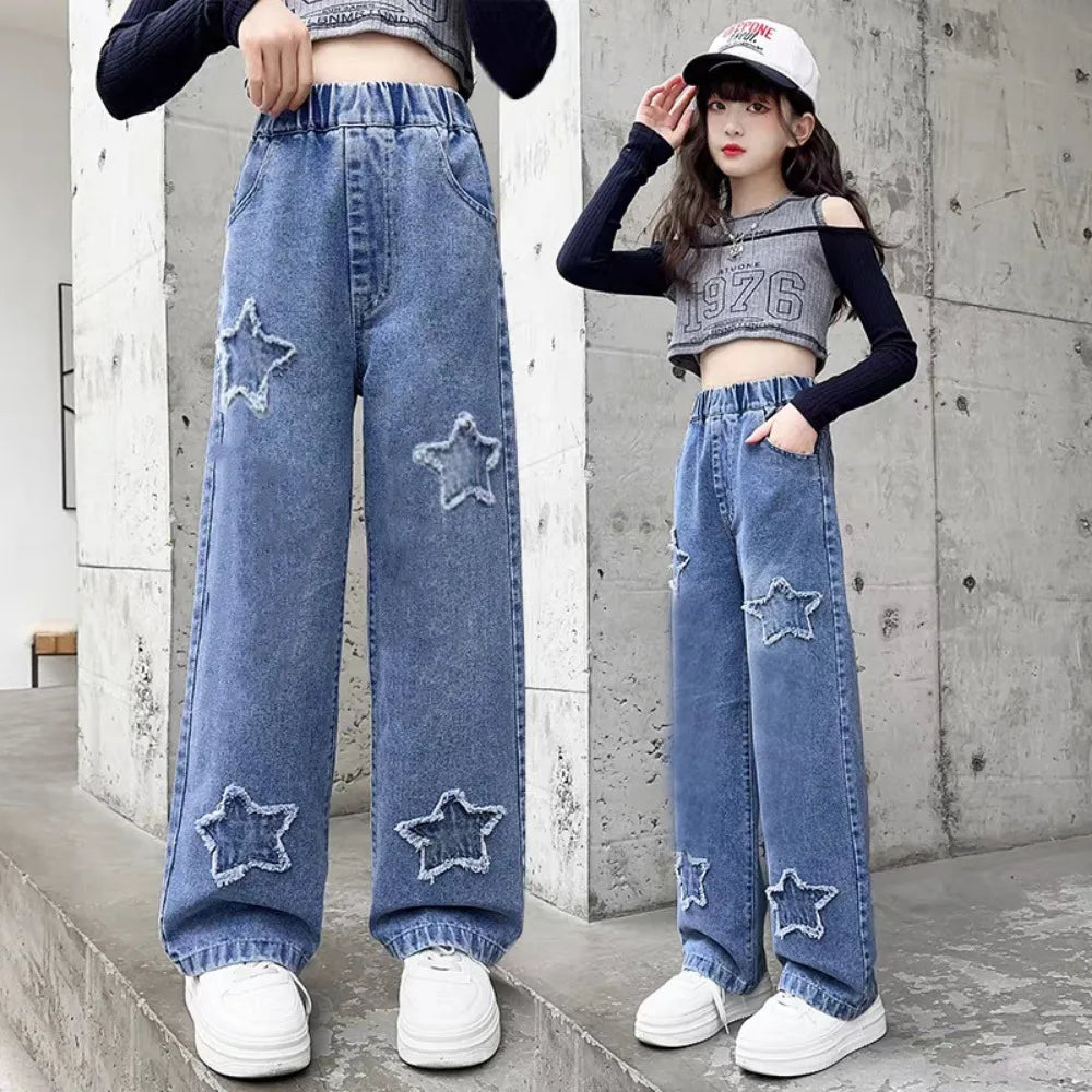 Thin Kids Pants Children's Clothing Sweatpants Clothes Teenage Girls Clothing Jeans Denim Streetwear Fashion Casual Harajuku - Clikcy