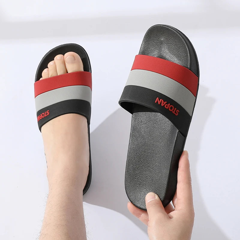 Striped Non Slip Quick-drying Slippers Soft Sole for Men Women Comfortable Shoes Indoor Outdoor Beach Shower Bathroom Slippers - Clikcy