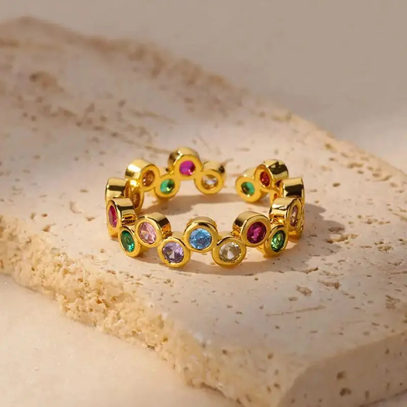 Pinky Zircon Ring for Women Stainless Steel Gold Color Ring 2025 Trend Couple Waterproof Aesthetic Wedding y2k Jewelry anillos - Clikcy