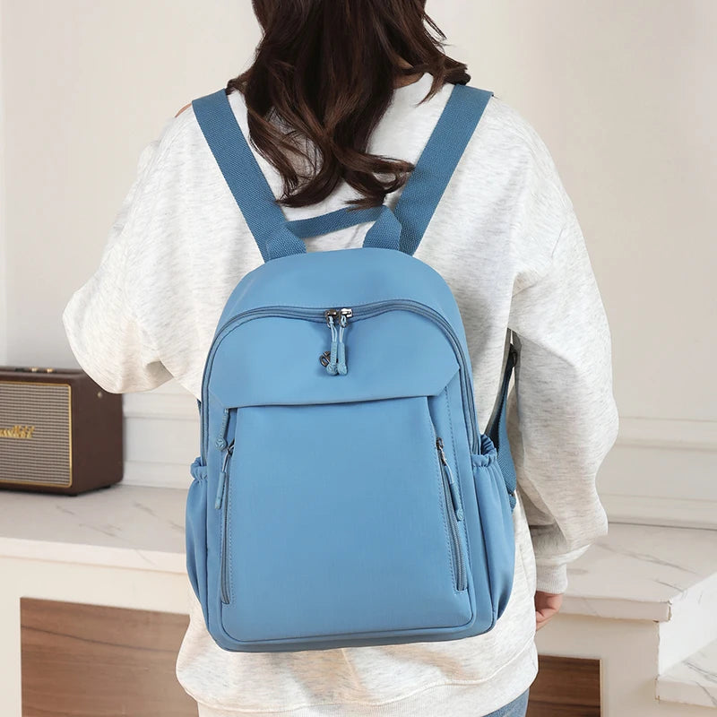 Casual Backpack Women Waterproof Nylon Back Pack Large Capacity Student Daypack Simple Schoolbag for Girls Ladies Travel Bags - Clikcy