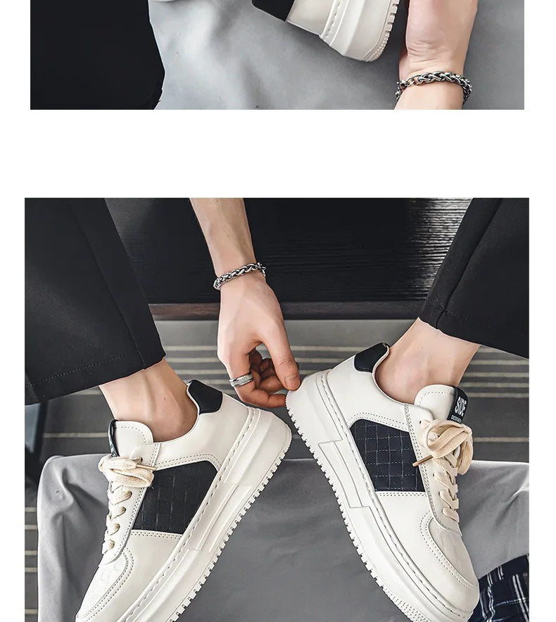 Men's Casual Shoes 2025 New Fashion Platform Shoes Outdoor Casual Sneakers Men Street Skate Shoe Lace-up Shoes Zapatillas Hombre - Clikcy