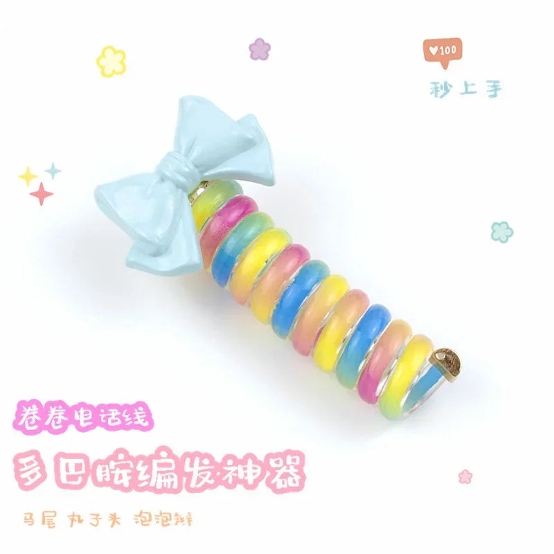 rope adult telephone cable ring Rabbit Cute Hair Ring Large Frosted Adult Hair Tie  head ring Children's telephone hephone Cable - Clikcy