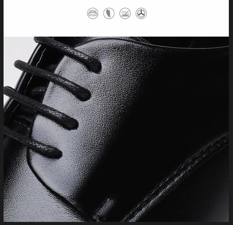 Classic Derby Shoes Men Leather Dress Basic Lace-up Casual Business Wedding Party Comfortable Shoe For Man