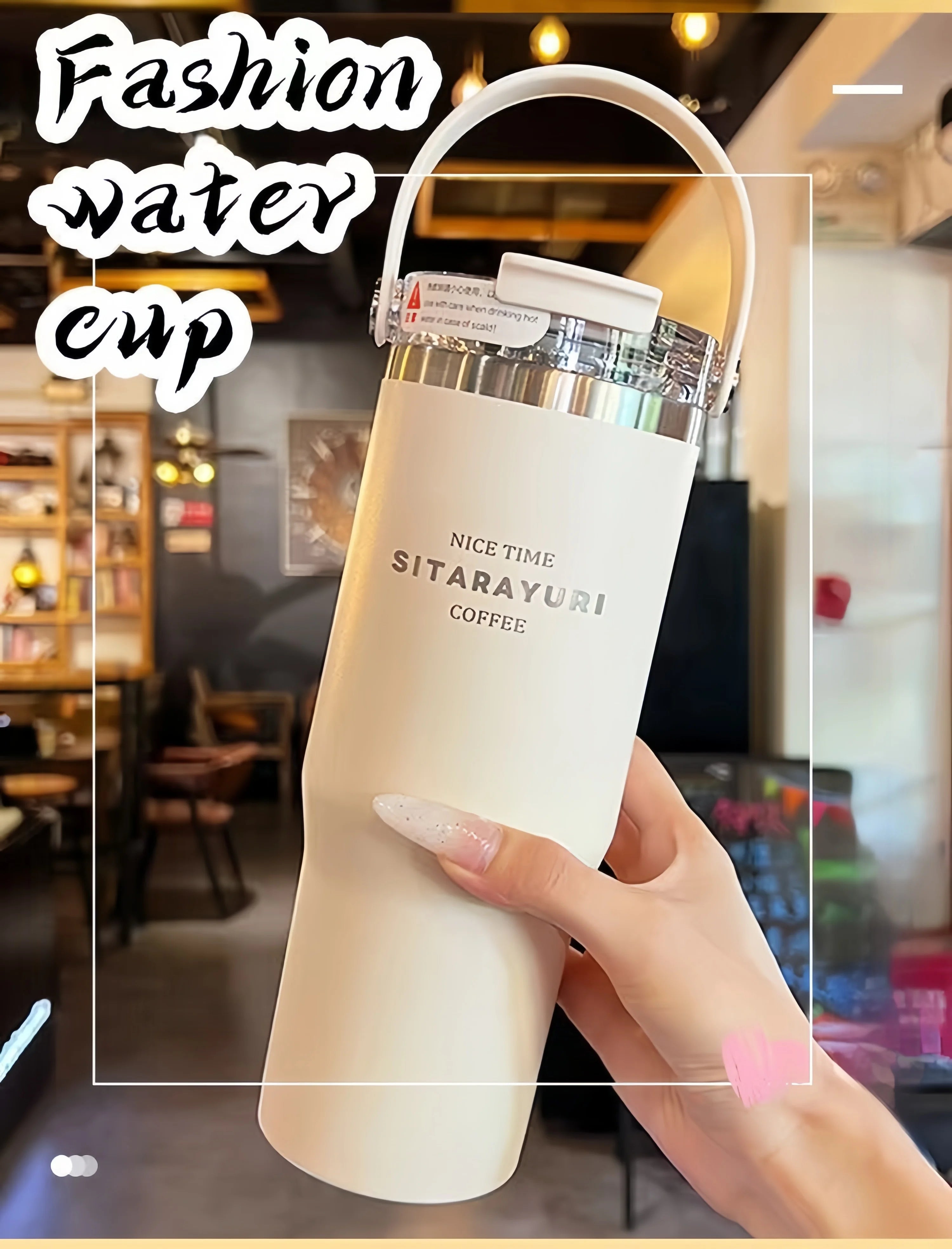 21oz/31oz Stainless Steel Tumbler with Straw Insulated Thermos Coffee Cup with Handle Water Bottle Travel Car Cups Copo Termo - Clikcy