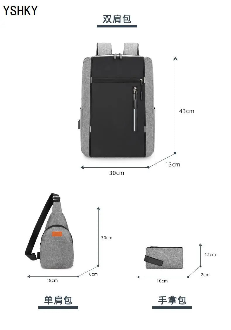 Women Fashion backpack soft leather multi-functional bag Polyester large capacity computer backpack - Clikcy