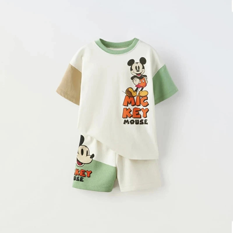 Cartoon Kids Set Mickey Mouse Printed Children's Clothes T-shirt Shorts 2pc/set Toddler Boys Short Sleeved Suit Kids Tracksuits - Clikcy