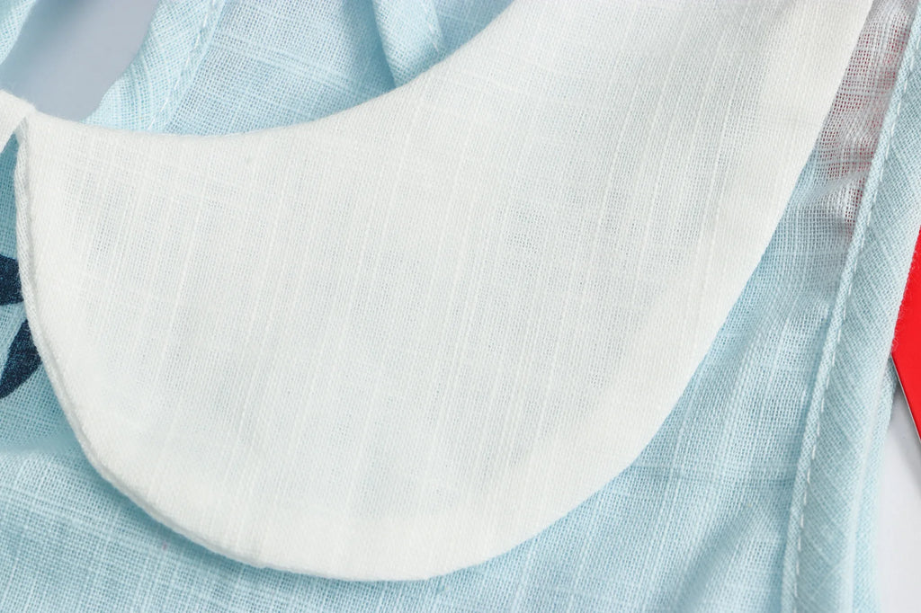 2025 Summer Girl Korean Version Sleeveless Peter Pan Collar Vest Dress Kids Cotton Linen Princess Dress Baby Casual Sundress - Clikcy