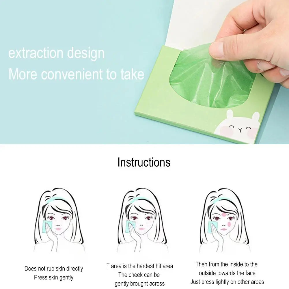 100Pcs new Face Oil Blotting Paper Protable Matting Face Wipes Facial Cleanser Oil Control Oil-absorbing Face Cleaning Tools - Clikcy