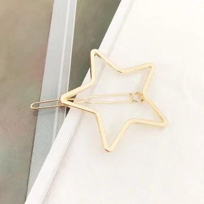 20240Fashion Woman Hair Accessories Triangle Hair Clip Pin Metal Geometric Alloy Moon Circle Hairgrip Barrette Girls Headwear