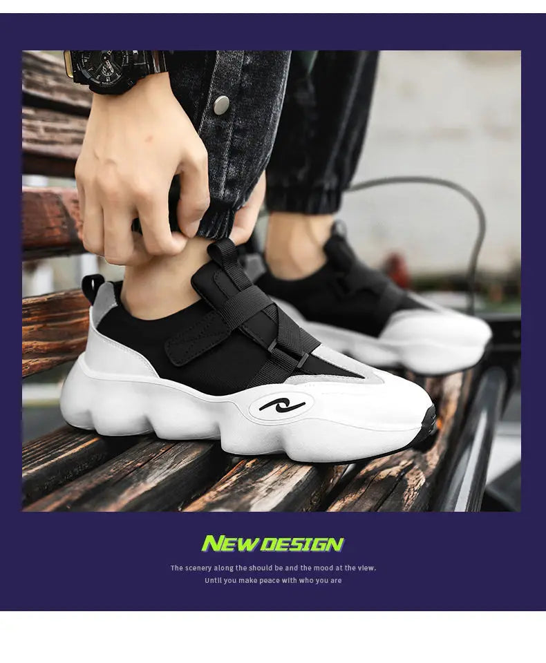 Summer Cool Man Shoes 2024 New Fashion Black Platform Sneakers Chunky Shoes Casual Y2k Trainers for Men