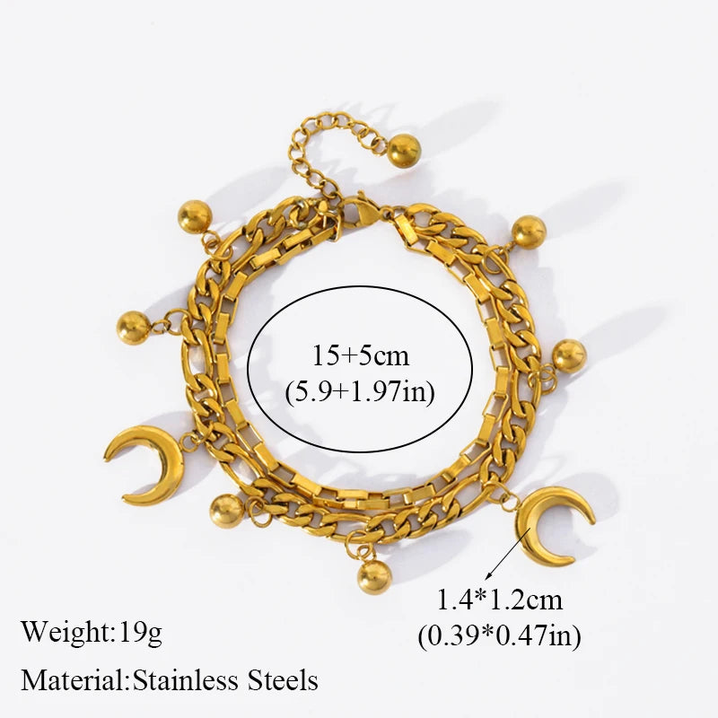 EILIECK 316L Stainless Steel Gold Color Starfish Shells Charm Bracelet For Women New Trendy Wrist Chain Jewelry Holiday Gifts - Clikcy
