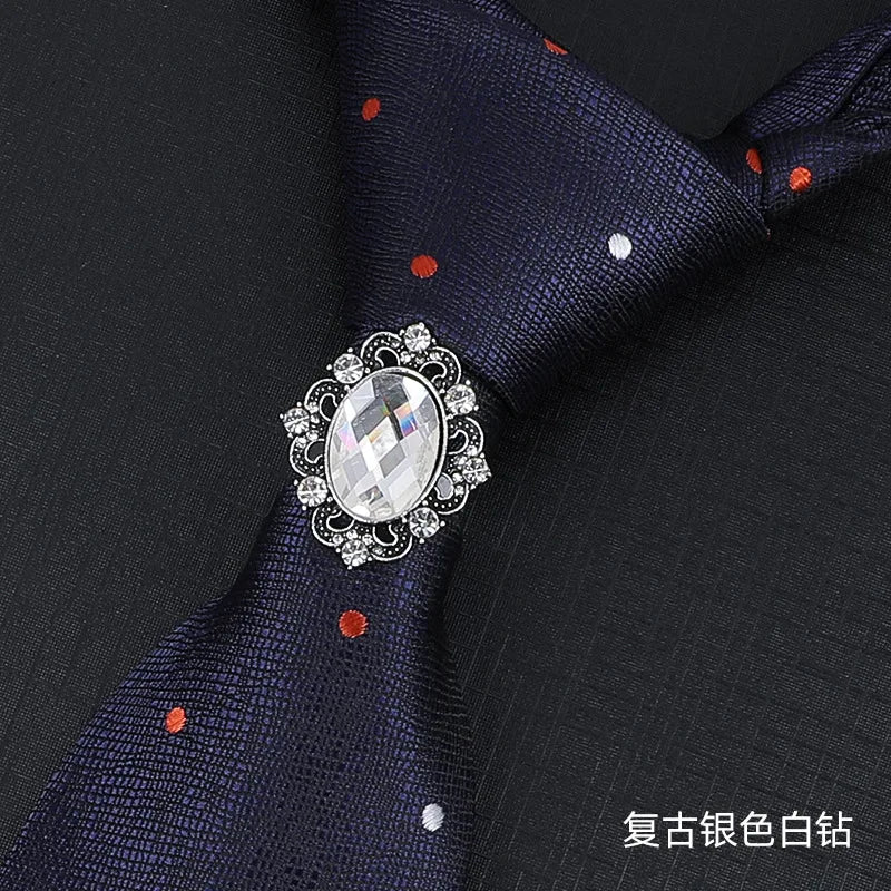 Vintage Knight Business Shirt Tie Buckle Collar Clip Tie Hoop Rudder Eagle Tie Hoop Crystal Rhinestone Jewelry Men Accessories - Clikcy