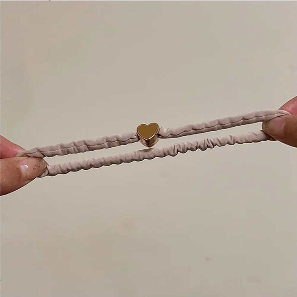 5PC European and American Cream Heart High Elasticity Hair Ties for Women Girls Ponytail Holder Hair Rings Rope Accessories - Clikcy